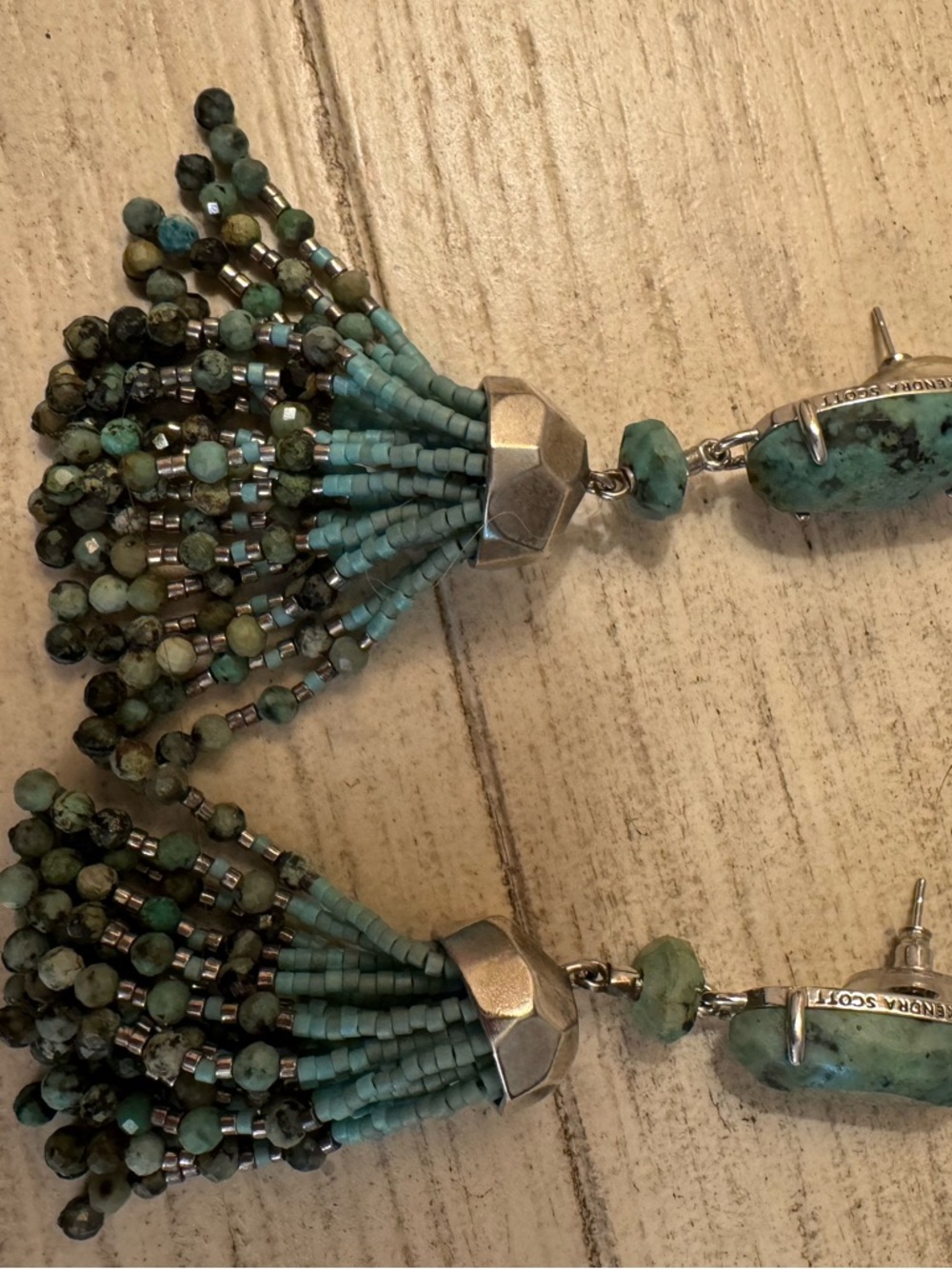 Kendra Scott RARE Silver & Turquoise Dove Tassel Earrings. Gorgeous. Worn 2x. - Picture 2 of 5